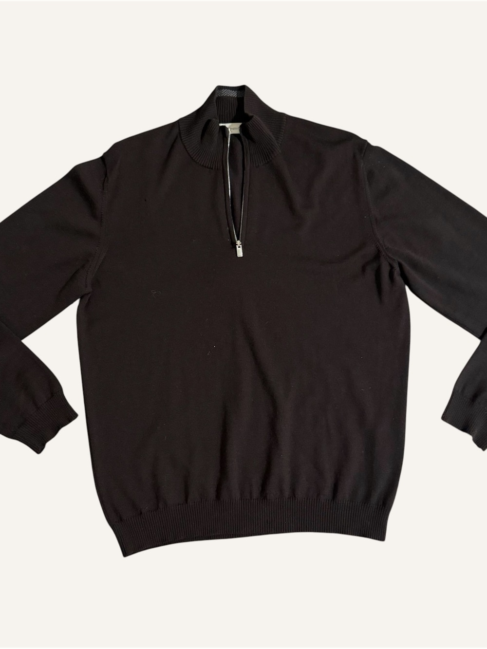 Ermenegildo Zegna Chocolate Brown Quarter Zip Sweater